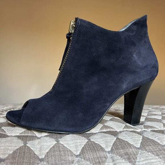 Paul Green Navy Blue Open Toe Sandal Boot w/ Zip Front & Block Heel UK 6 US 8 - Picture 1 of 15